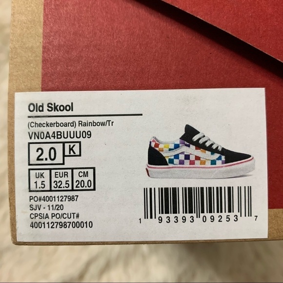 Vans Old Skool Checkerboard Rainbow TR Size 2.0 K - Picture 7 of 9